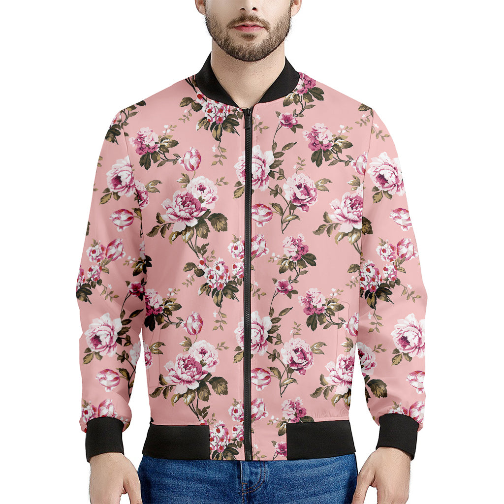 Shabby Chic Vintage Floral Print Men's Bomber Jacket