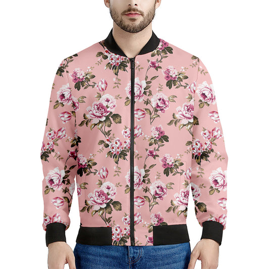 Shabby Chic Vintage Floral Print Men's Bomber Jacket