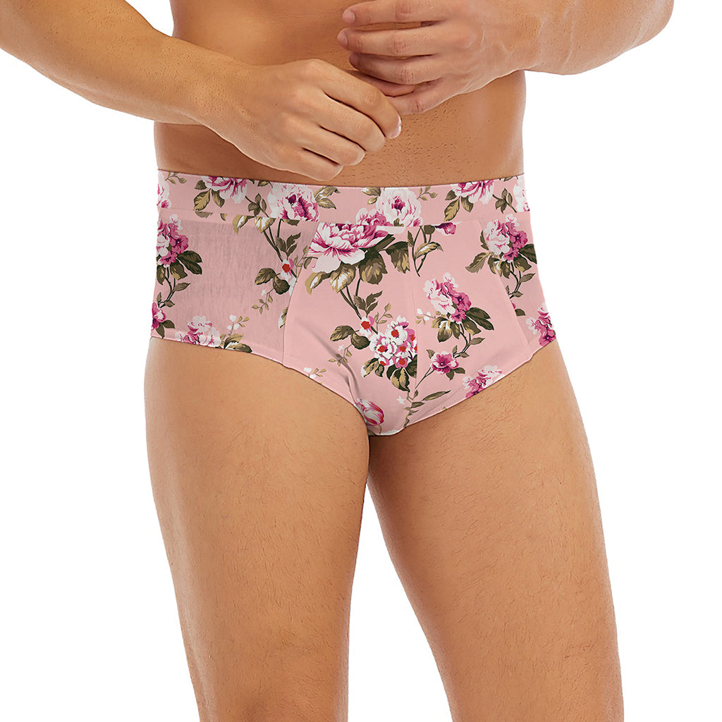 Shabby Chic Vintage Floral Print Men's Briefs