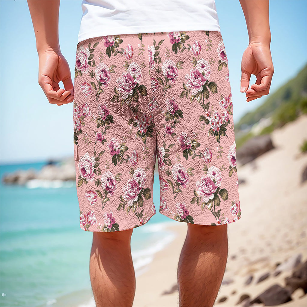 Shabby Chic Vintage Floral Print Men's Cargo Shorts