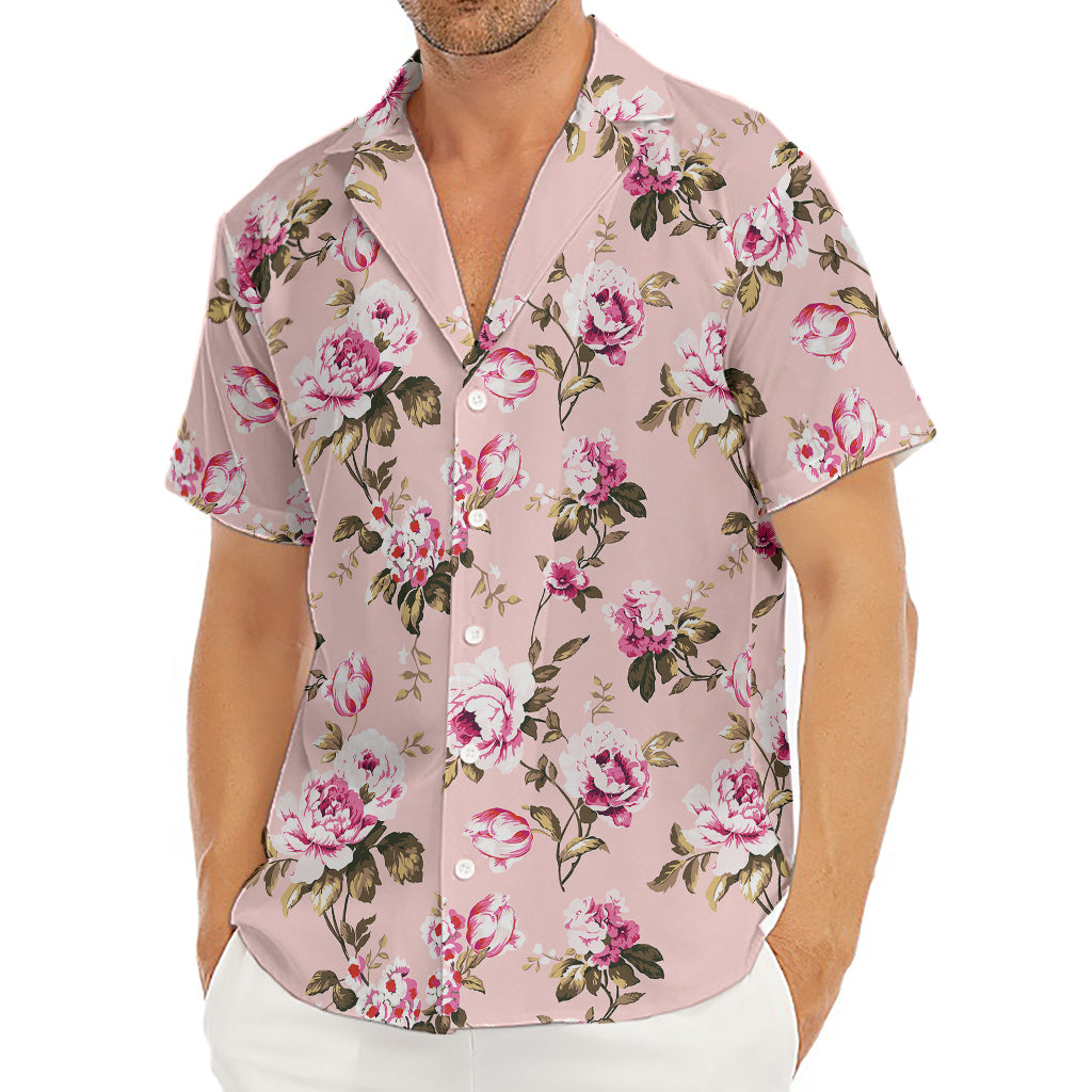 Shabby Chic Vintage Floral Print Men's Deep V-Neck Shirt