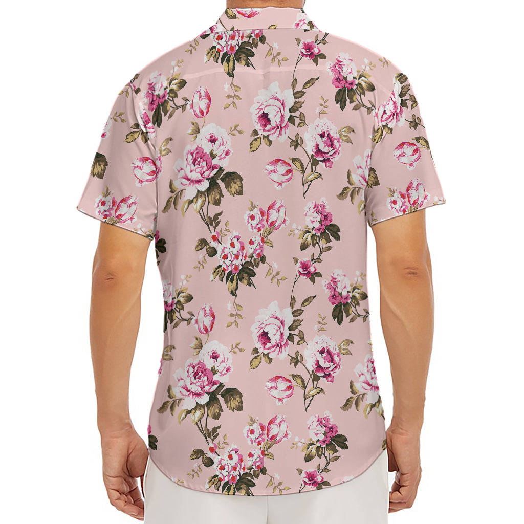 Shabby Chic Vintage Floral Print Men's Deep V-Neck Shirt