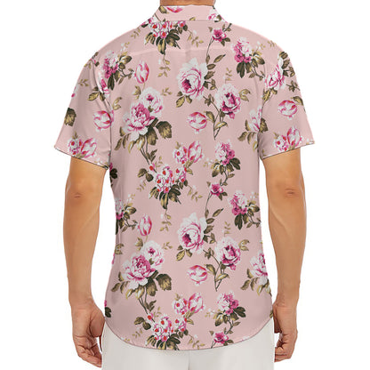 Shabby Chic Vintage Floral Print Men's Deep V-Neck Shirt