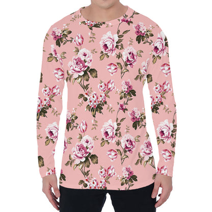 Shabby Chic Vintage Floral Print Men's Long Sleeve T-Shirt