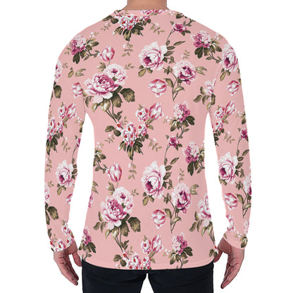 Shabby Chic Vintage Floral Print Men's Long Sleeve T-Shirt