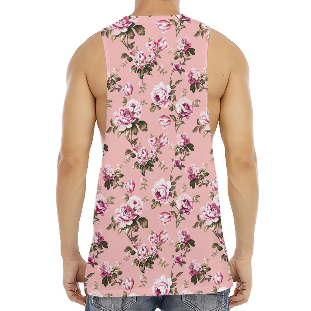 Shabby Chic Vintage Floral Print Men's Muscle Tank Top