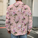 Shabby Chic Vintage Floral Print Men's Shirt Jacket
