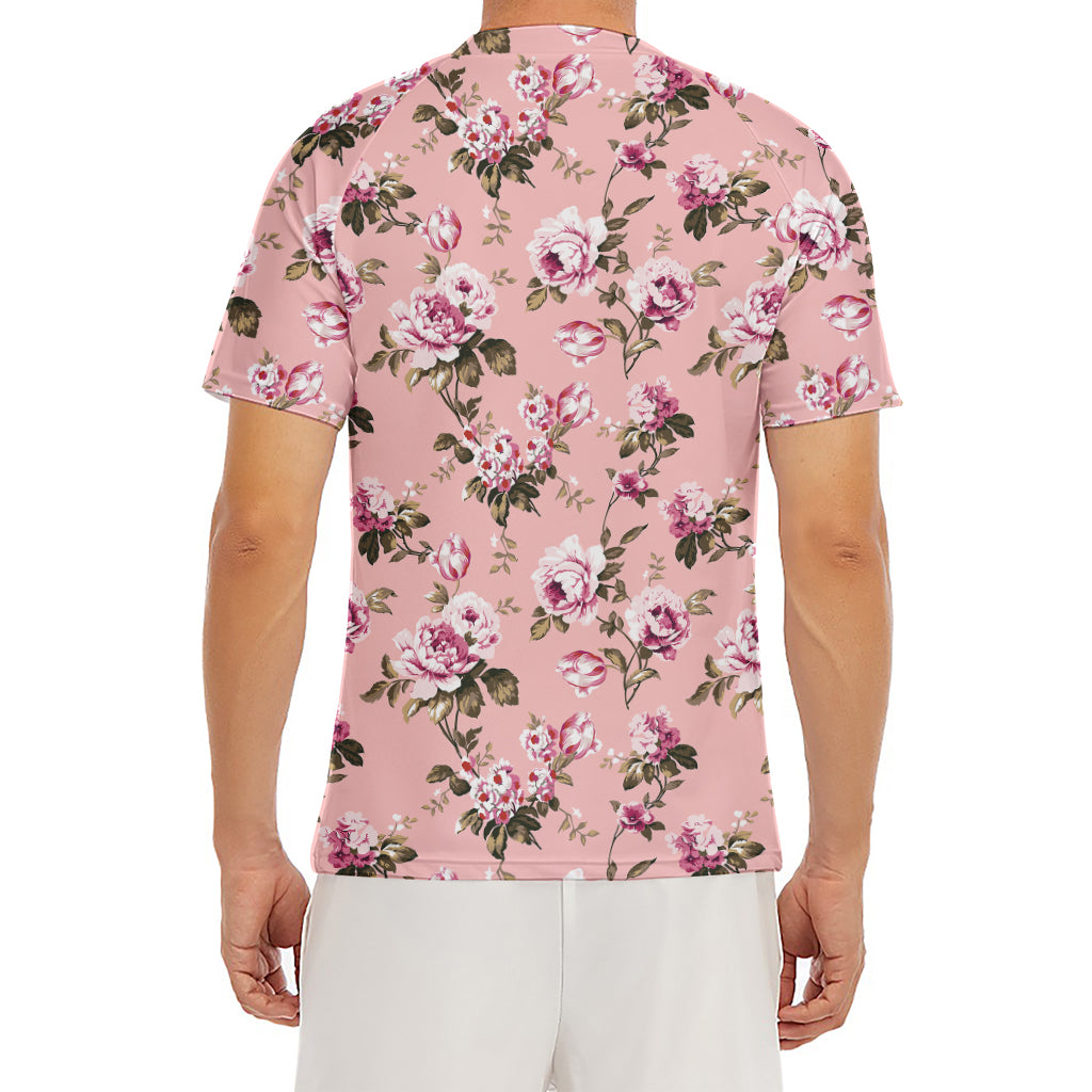 Shabby Chic Vintage Floral Print Men's Short Sleeve Rash Guard