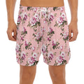 Shabby Chic Vintage Floral Print Men's Split Running Shorts
