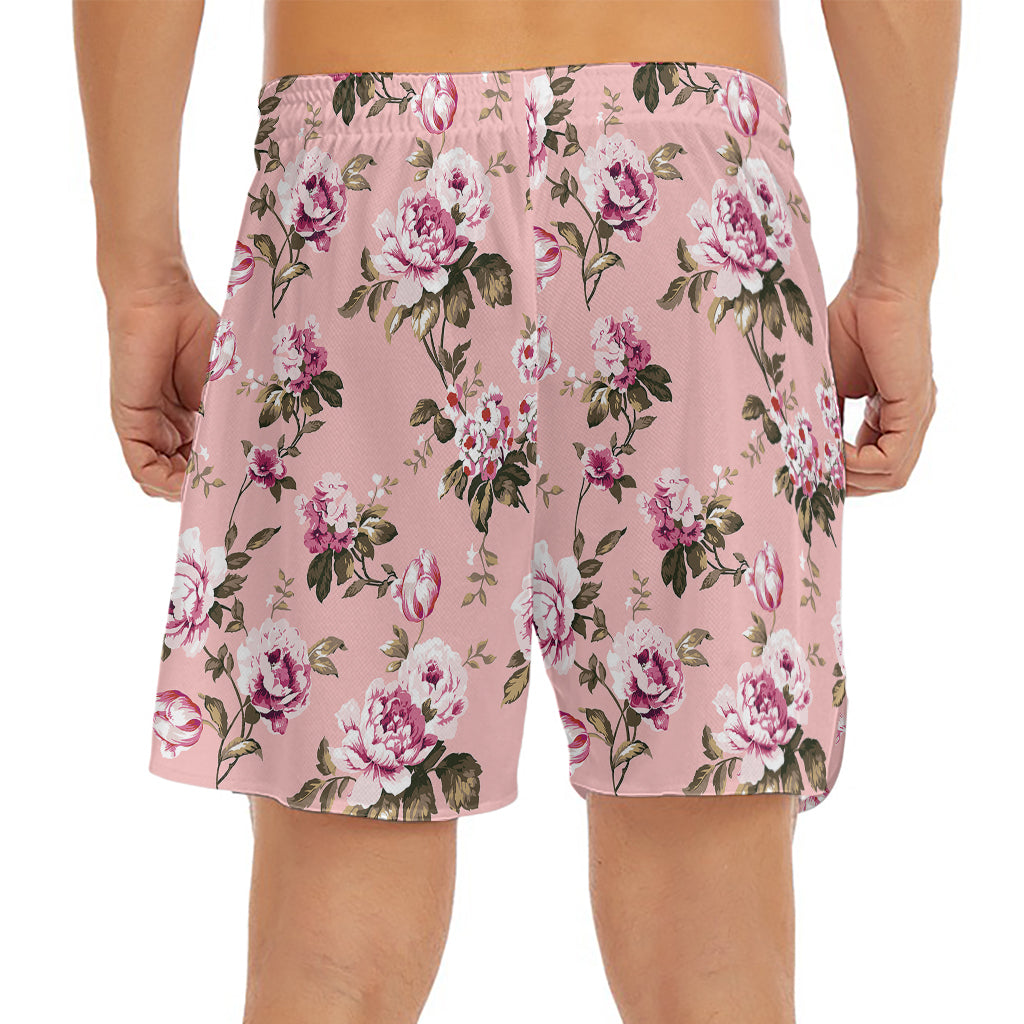 Shabby Chic Vintage Floral Print Men's Split Running Shorts
