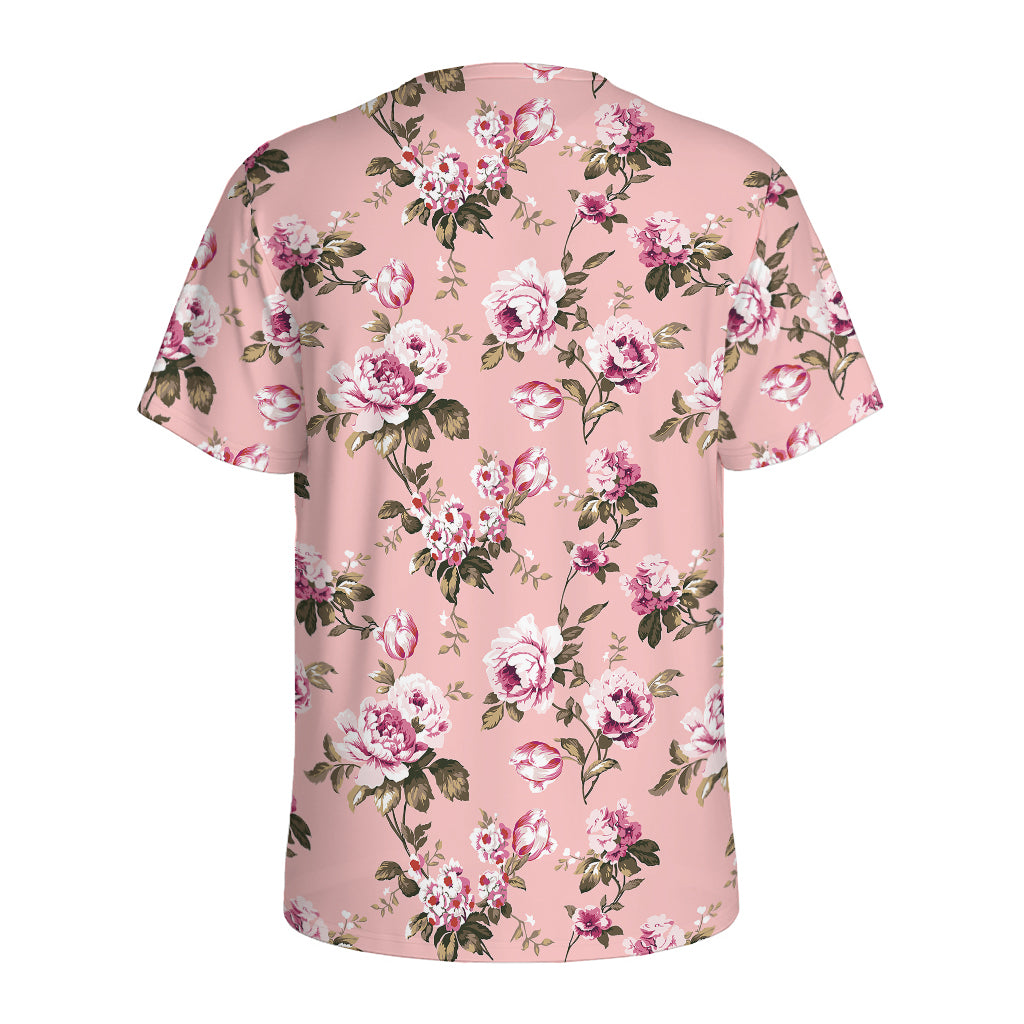 Shabby Chic Vintage Floral Print Men's Sports T-Shirt
