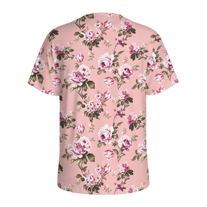 Shabby Chic Vintage Floral Print Men's Sports T-Shirt