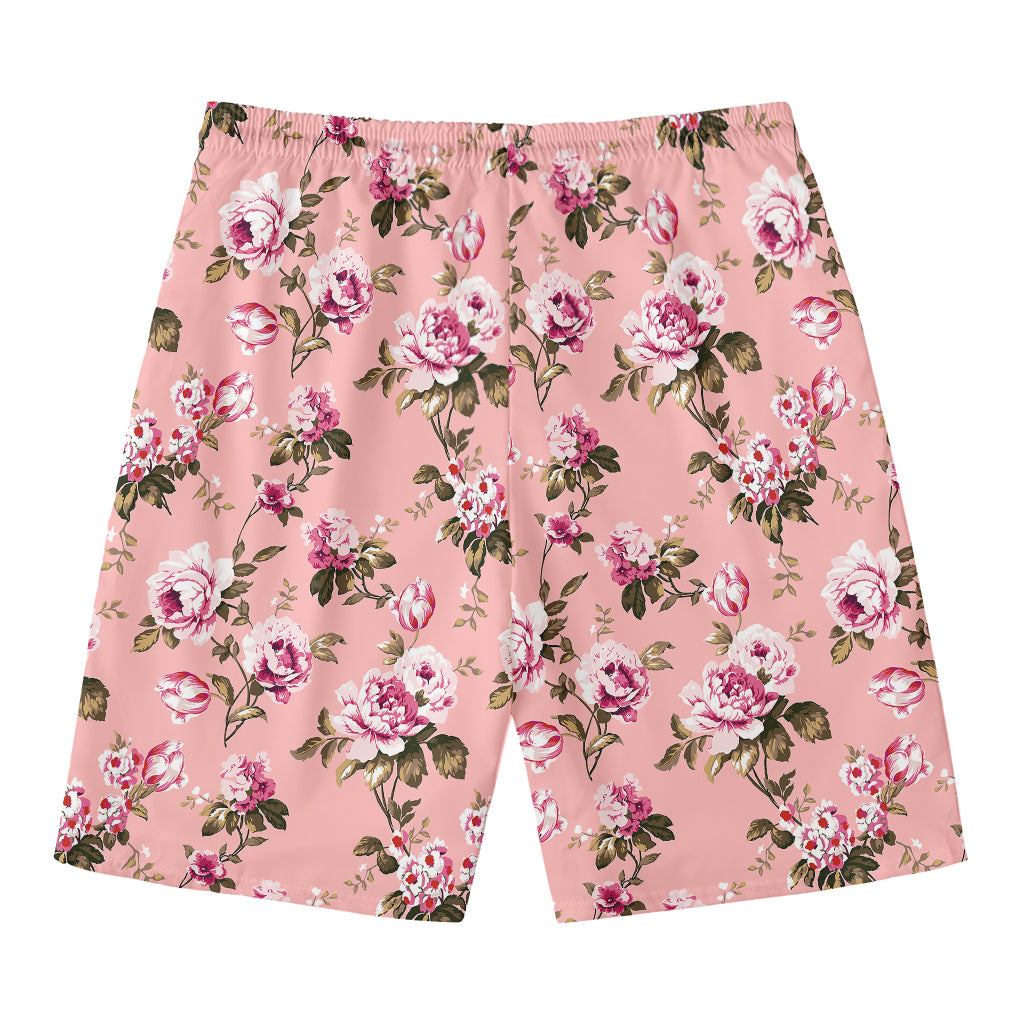 Shabby Chic Vintage Floral Print Men's Swim Trunks