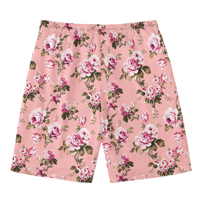 Shabby Chic Vintage Floral Print Men's Swim Trunks