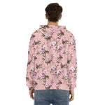 Shabby Chic Vintage Floral Print Men's Velvet Pullover Hoodie