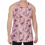 Shabby Chic Vintage Floral Print Men's Velvet Tank Top