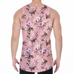 Shabby Chic Vintage Floral Print Men's Velvet Tank Top