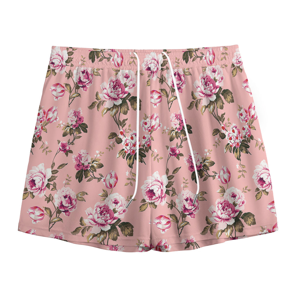 Shabby Chic Vintage Floral Print Mesh Shorts