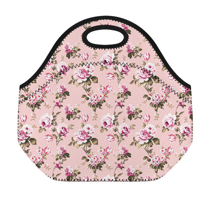 Shabby Chic Vintage Floral Print Neoprene Lunch Bag