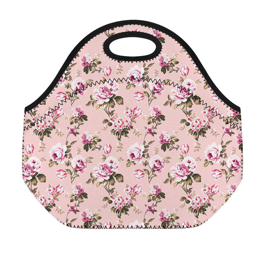 Shabby Chic Vintage Floral Print Neoprene Lunch Bag