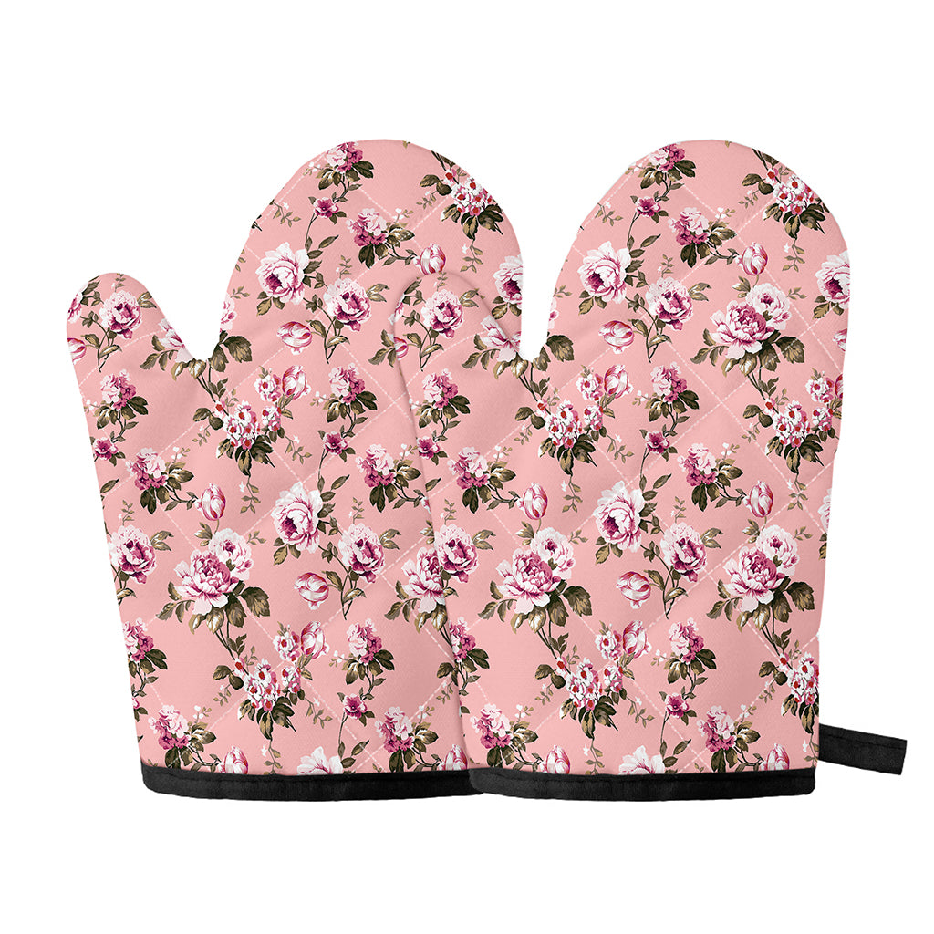 Shabby Chic Vintage Floral Print Oven Mitts