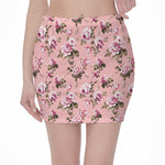 Shabby Chic Vintage Floral Print Pencil Mini Skirt