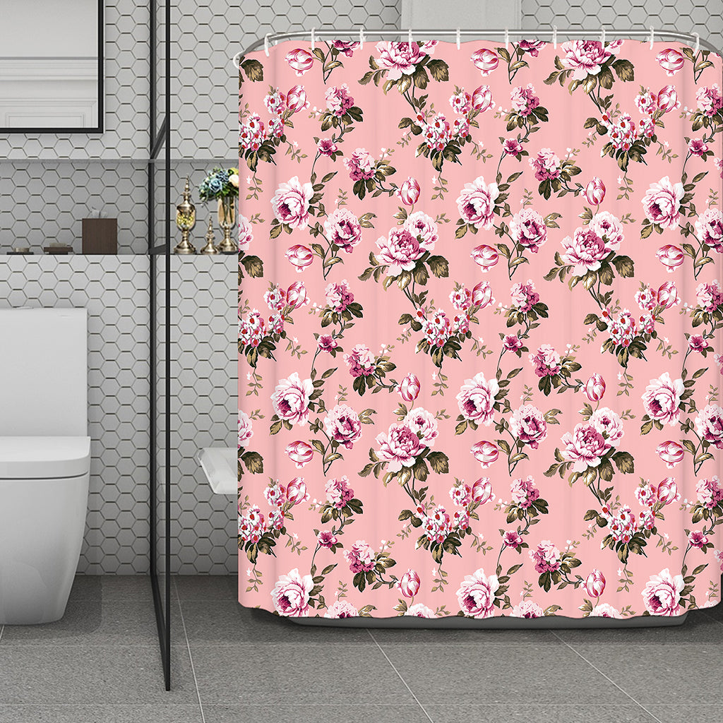 Shabby Chic Vintage Floral Print Polyester Shower Curtain