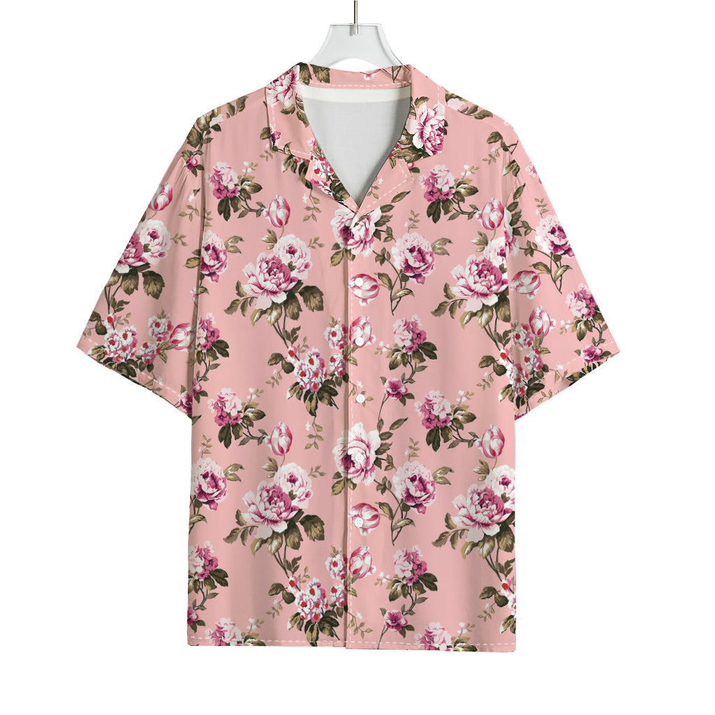 Shabby Chic Vintage Floral Print Rayon Hawaiian Shirt