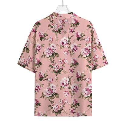 Shabby Chic Vintage Floral Print Rayon Hawaiian Shirt