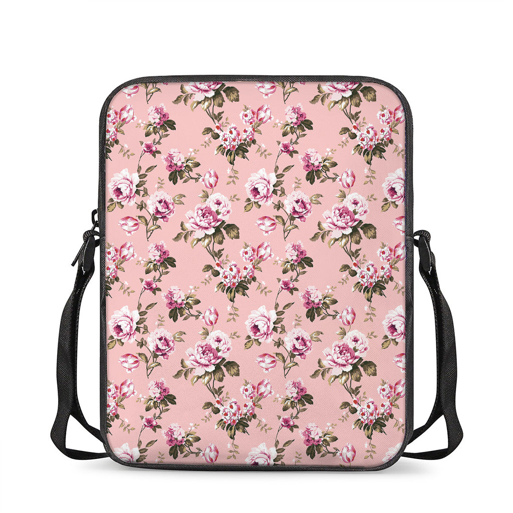 Shabby Chic Vintage Floral Print Rectangular Crossbody Bag