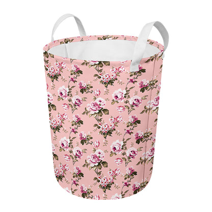 Shabby Chic Vintage Floral Print Round Laundry Basket