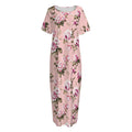 Shabby Chic Vintage Floral Print Short Sleeve Long Nightdress