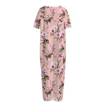 Shabby Chic Vintage Floral Print Short Sleeve Long Nightdress