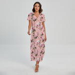 Shabby Chic Vintage Floral Print Short Sleeve Maxi Dress