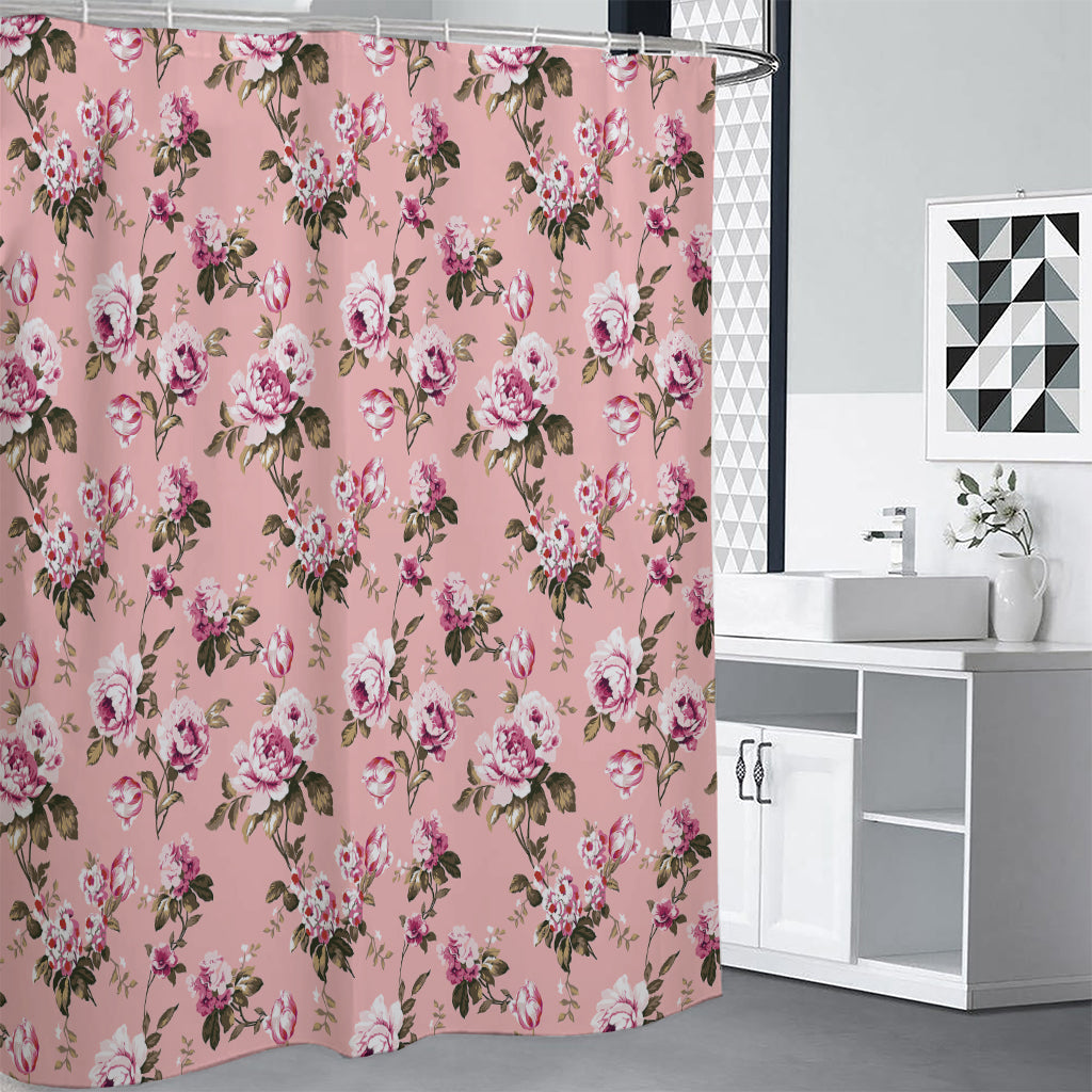 Shabby Chic Vintage Floral Print Shower Curtain