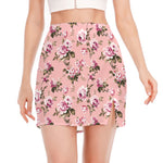 Shabby Chic Vintage Floral Print Side Slit Mini Skirt