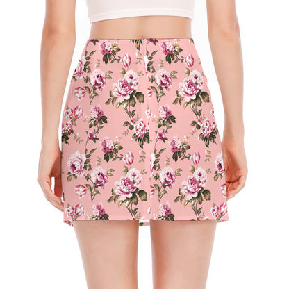 Shabby Chic Vintage Floral Print Side Slit Mini Skirt