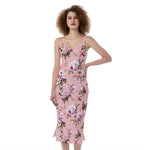 Shabby Chic Vintage Floral Print Slim Fit Midi Cami Dress