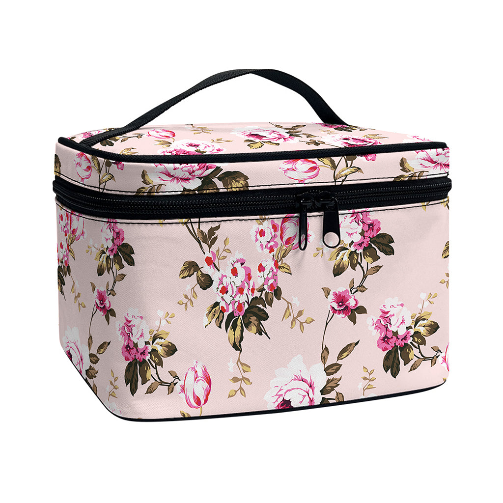 Shabby Chic Vintage Floral Print Travel Makeup Bag