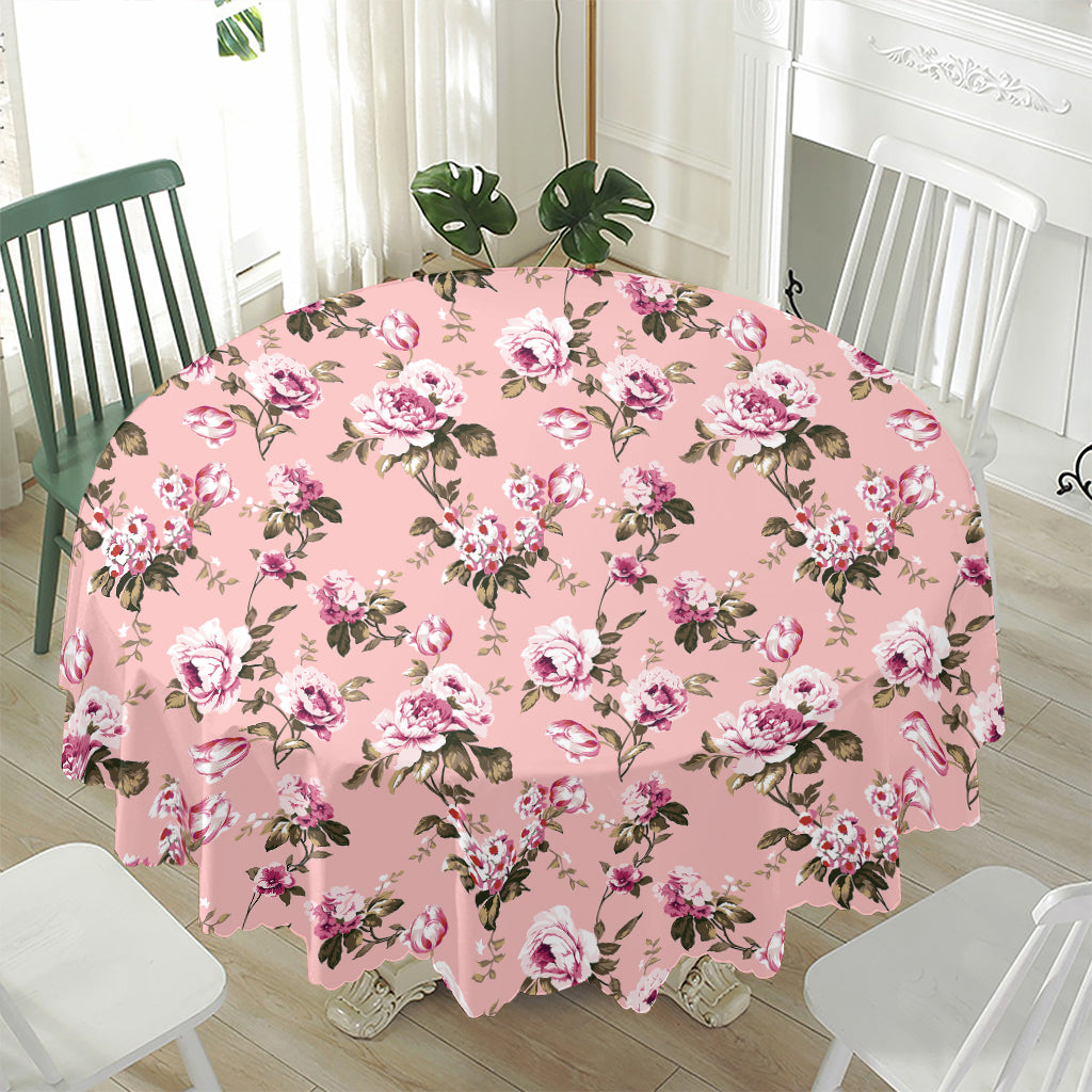 Shabby Chic Vintage Floral Print Waterproof Round Tablecloth