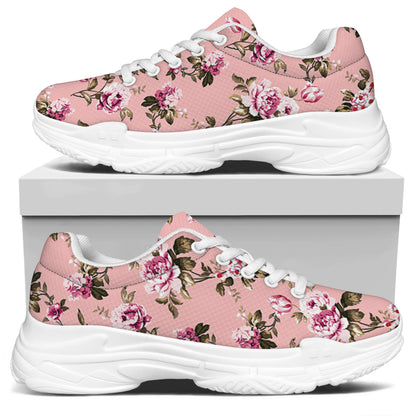 Shabby Chic Vintage Floral Print White Chunky Shoes
