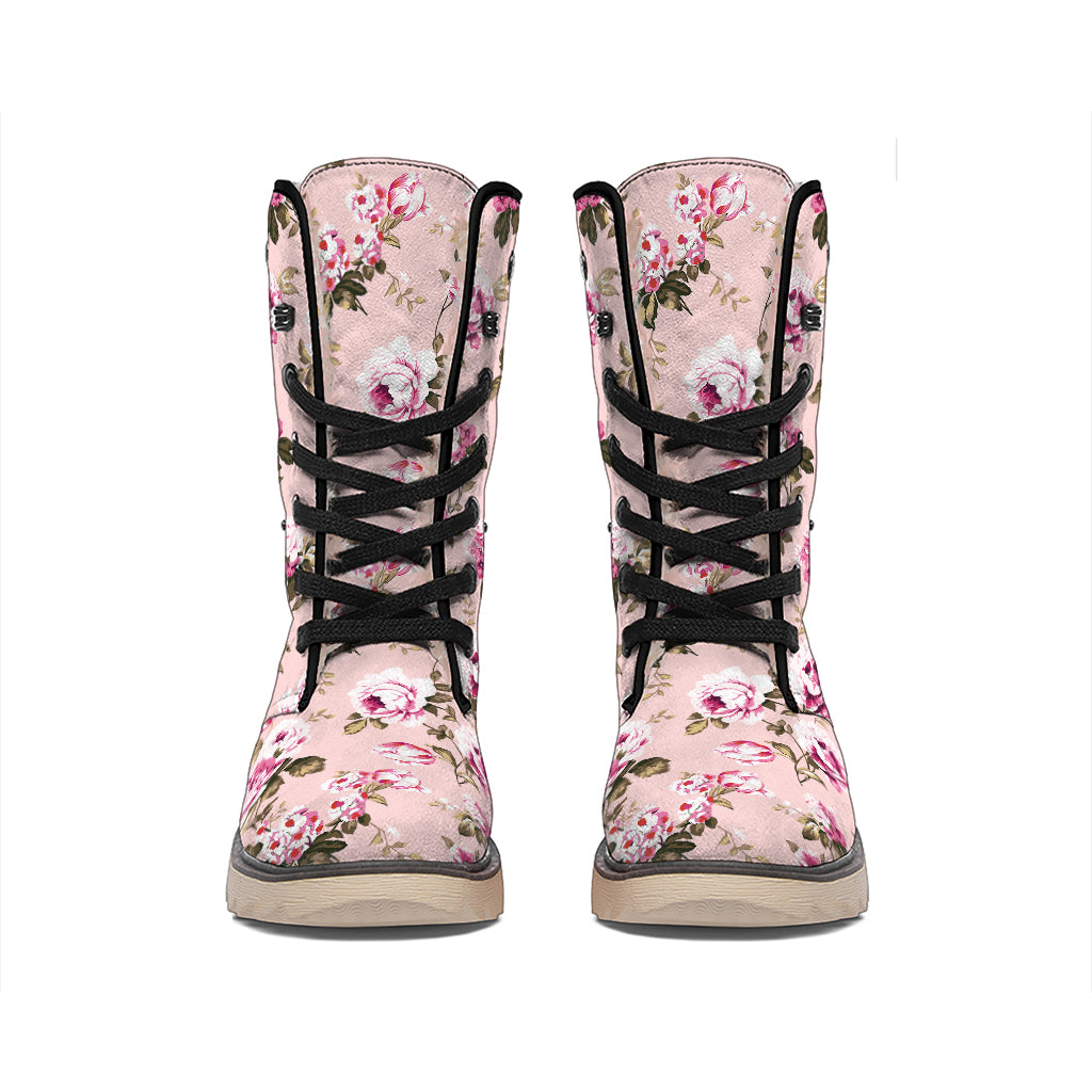 Shabby Chic Vintage Floral Print Winter Boots
