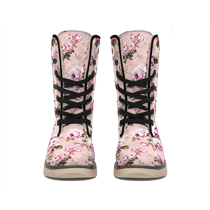 Shabby Chic Vintage Floral Print Winter Boots