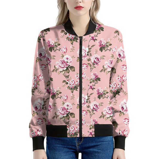 Shabby Chic Vintage Floral Print Women's Bomber Jacket