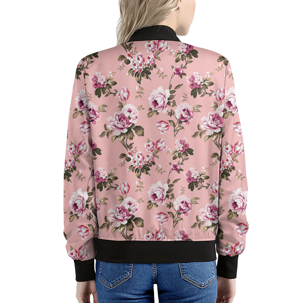 Shabby Chic Vintage Floral Print Women's Bomber Jacket