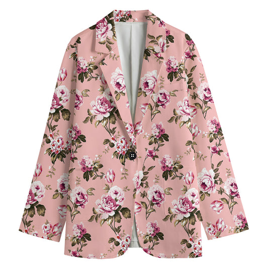 Shabby Chic Vintage Floral Print Women's Cotton Blazer