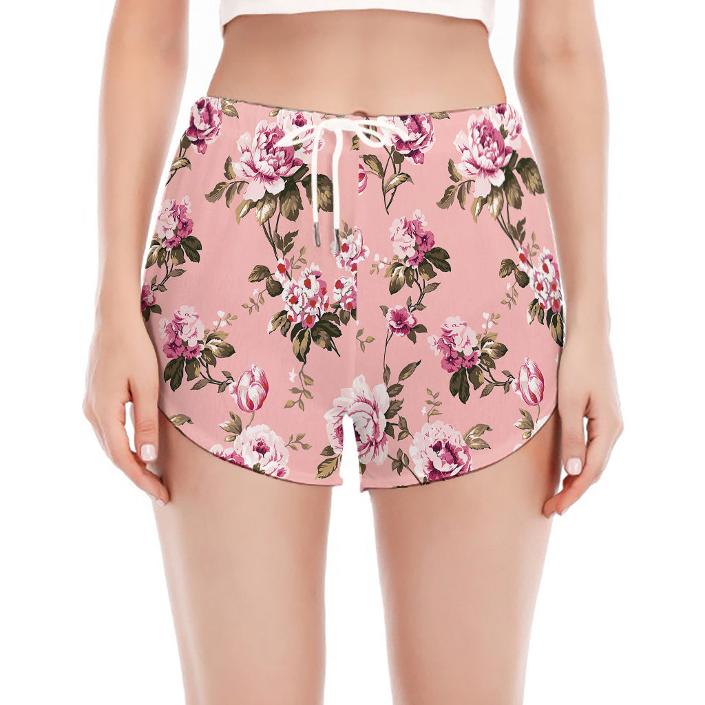 Shabby Chic Vintage Floral Print Women's Split Running Shorts