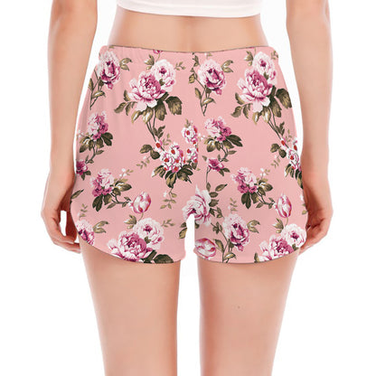 Shabby Chic Vintage Floral Print Women's Split Running Shorts