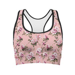 Shabby Chic Vintage Floral Print Women's Sports Bra