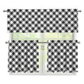 Shadow Grey And White Gingham Print 3 Piece Kitchen Curtains